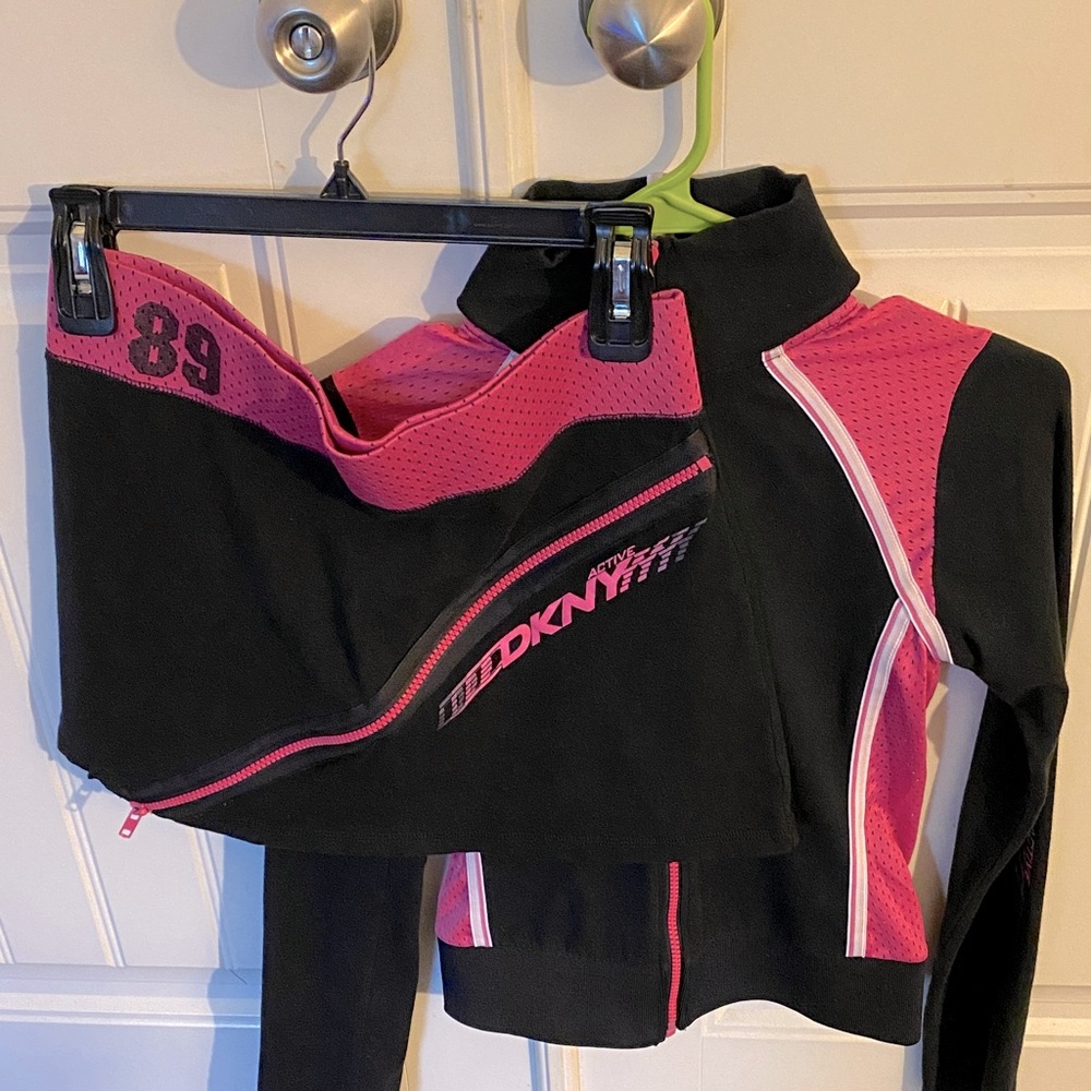 DKNY Black and Pink Sports Jacket and Skirt